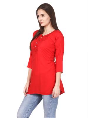 Red plain viscose kurti 3