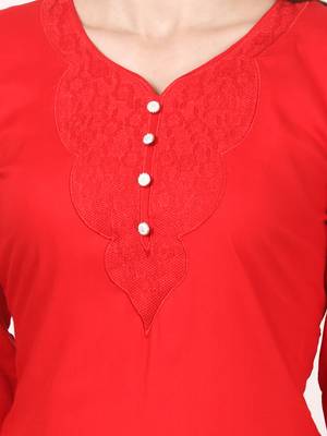 Red plain viscose kurti 5