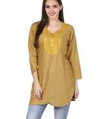 Yellow plain viscose kurti