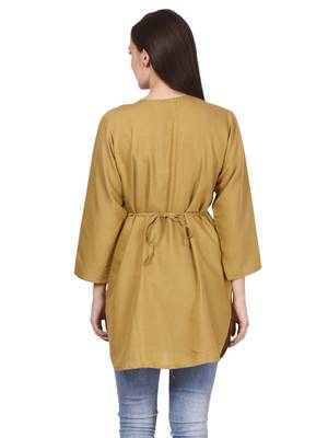 Yellow plain viscose kurti 2