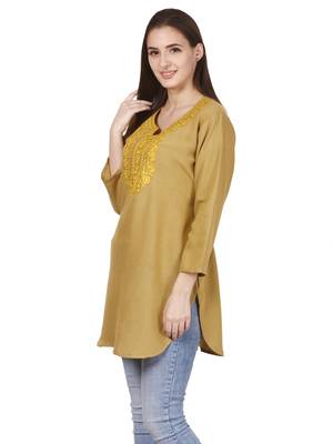 Yellow plain viscose kurti 3