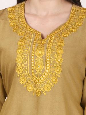 Yellow plain viscose kurti 5