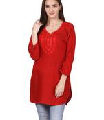 Red plain viscose kurti