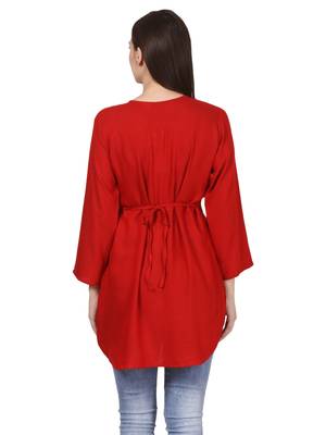 Red plain viscose kurti 2