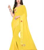Yellow Woven Georgette Saree With Blouse