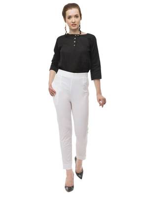 White cotton plain trousers 1