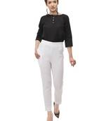White cotton plain trousers
