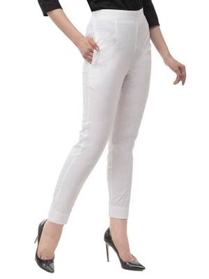 White cotton plain trousers 3