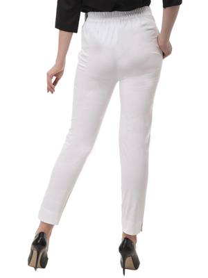 White cotton plain trousers 4