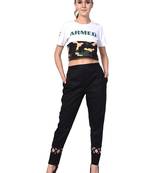 Black cotton plain trousers