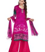 Chhabra 555 pink  printed cotton unstiched suit with dupatta