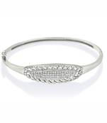 Rhodium plated Slender Ellipse kada with CZ for Women