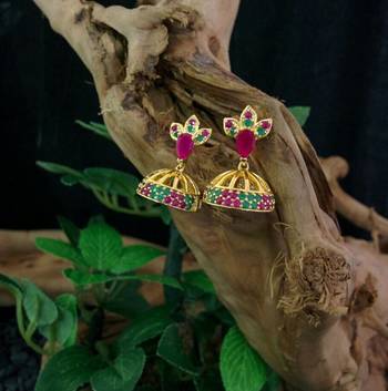 Multi Colour Stones Jhumkas 1