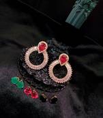 Chandbali Stone Ad Ear Rings