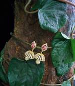 Cz  Red Colour Stone Jhumkas