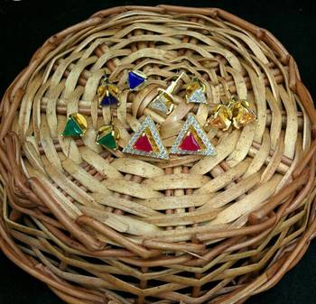 Chandbali Stone Ad Ear Rings 1