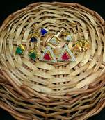 Chandbali Stone Ad Ear Rings