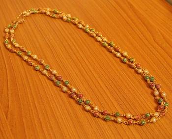 Multicolour Beads Double Line Filigree Necklace 2