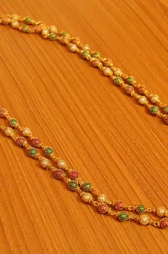 Multicolour Beads Double Line Filigree Necklace