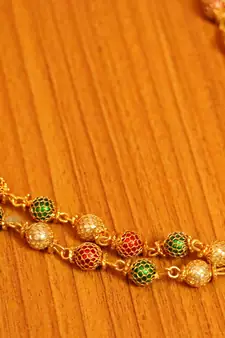 Multicolour Beads Double Line Filigree Necklace