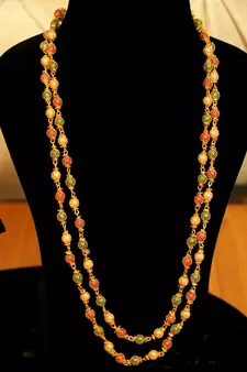 Multicolour Beads Double Line Filigree Necklace