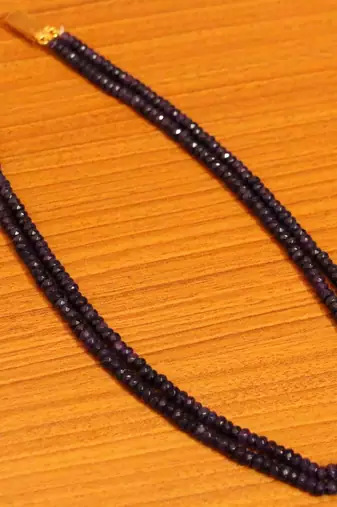 Amethyst Purple Colour Double Line Semi Precious Necklace