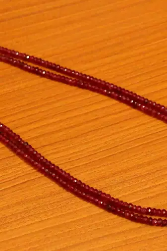 Ruby Pink Colour Semi Precious Double Line Necklace