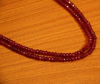 Ruby Pink Colour Semi Precious Double Line Necklace 3