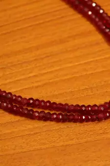 Ruby Pink Colour Semi Precious Double Line Necklace