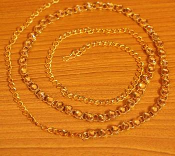 Gold Zircon Studded Gold Plated Single Line Waistbelt 1