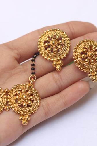 Ethnic earrings and mangalsutra