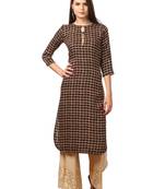 Brown printed viscose kurti