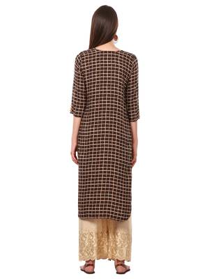 Brown printed viscose kurti 3