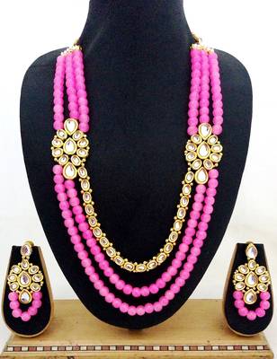 Pink Pearl Kundan Designer jewellery Set 1