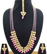 Baby Pink Crystal Kundan Designer 4pc jewellery Set