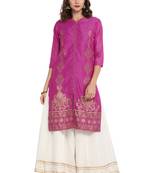 Wine plain chanderi long kurti