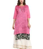 Lavender printed chanderi long kurti