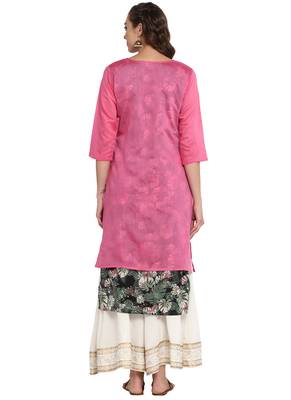 Lavender printed chanderi long kurti 2