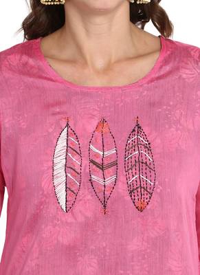 Lavender printed chanderi long kurti 5