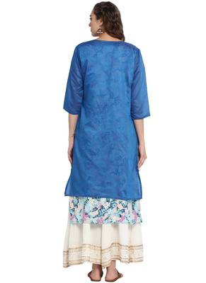 Blue printed chanderi long kurti 2