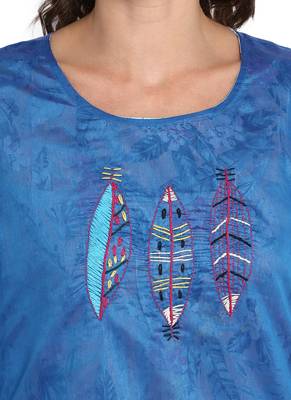 Blue printed chanderi long kurti 5