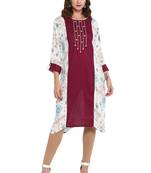 Maroon printed viscose long kurti