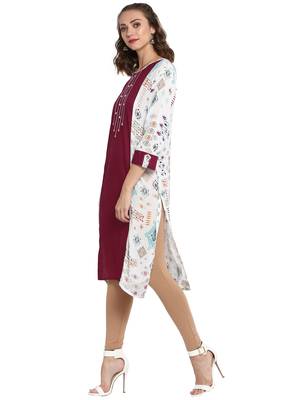 Maroon printed viscose long kurti 3