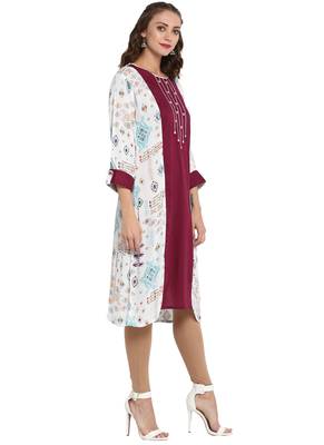 Maroon printed viscose long kurti 4