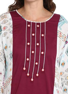 Maroon printed viscose long kurti 5