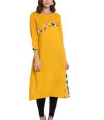 Mustard plain viscose long kurti