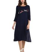 Blue plain viscose long kurti