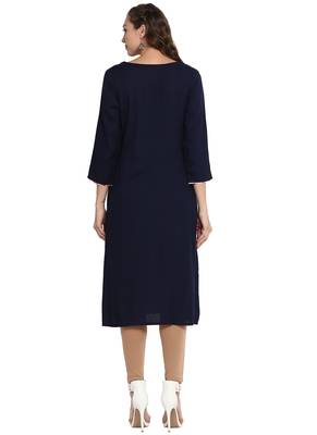 Blue plain viscose long kurti 2