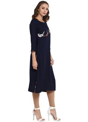Blue plain viscose long kurti 4