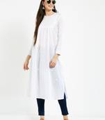 White embroidered cotton kurti